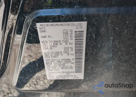 2020 Nissan Pathfinder Sl 2Wd from USA, damaged, VIN 5N1DR2CN4LC649048